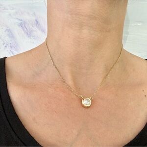 1 Carat Bezel Set Diamond Pendant on 14” 14 kt Gold Chain